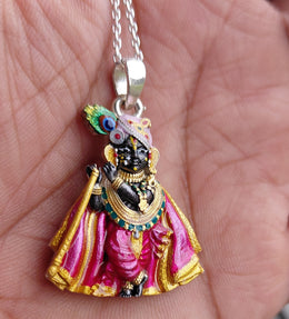 925 silver Shri Radha Raman ji new pink  pendant
