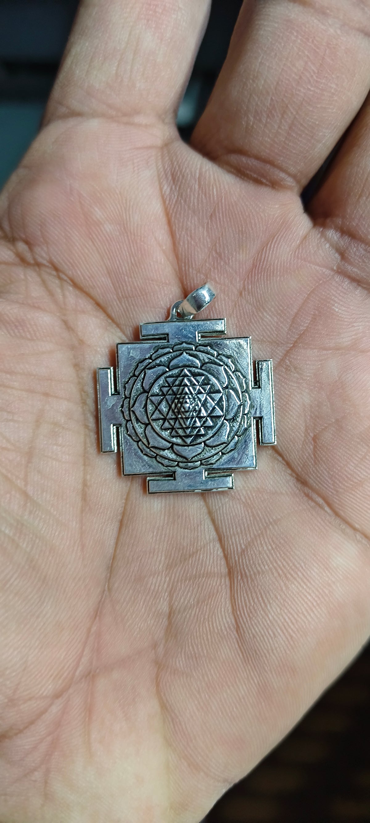 925 SILVER Shree Yantra (Sri Chakra) Silver Pendant