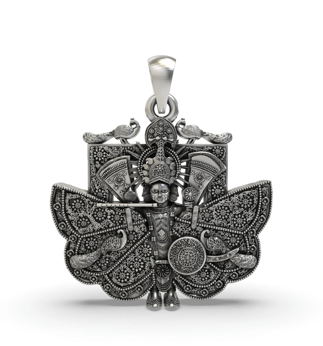 Oxidized 925 Sterling Silver Lord sanwariya sheth ji pendant
