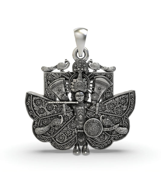 Oxidized 925 Sterling Silver Lord sanwariya sheth ji pendant