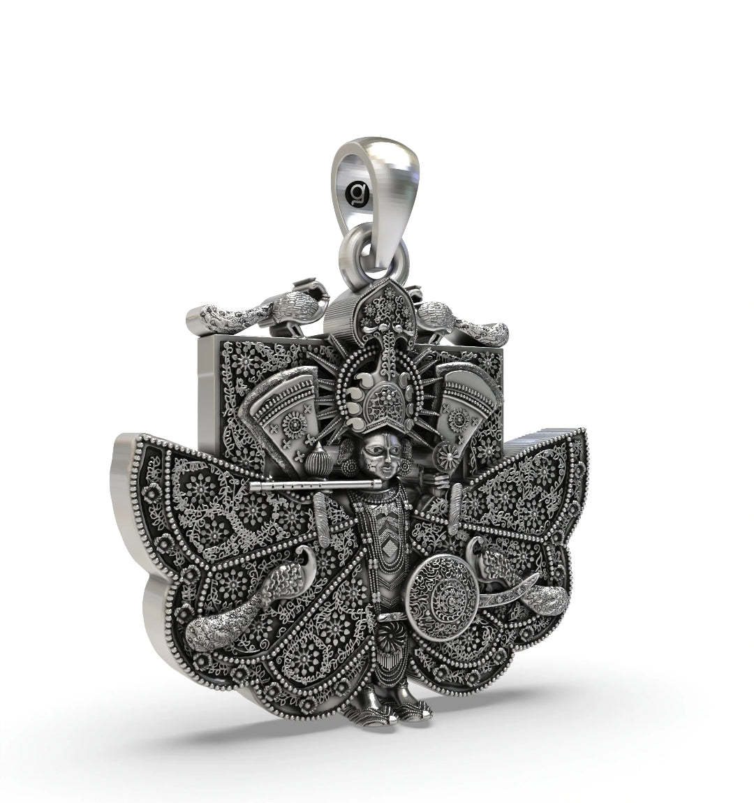 Oxidized 925 Sterling Silver Lord sanwariya sheth ji pendant