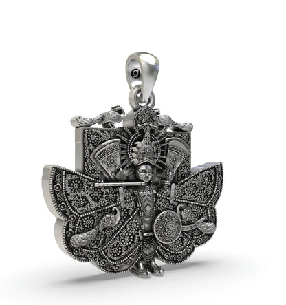 Oxidized 925 Sterling Silver Lord sanwariya sheth ji pendant